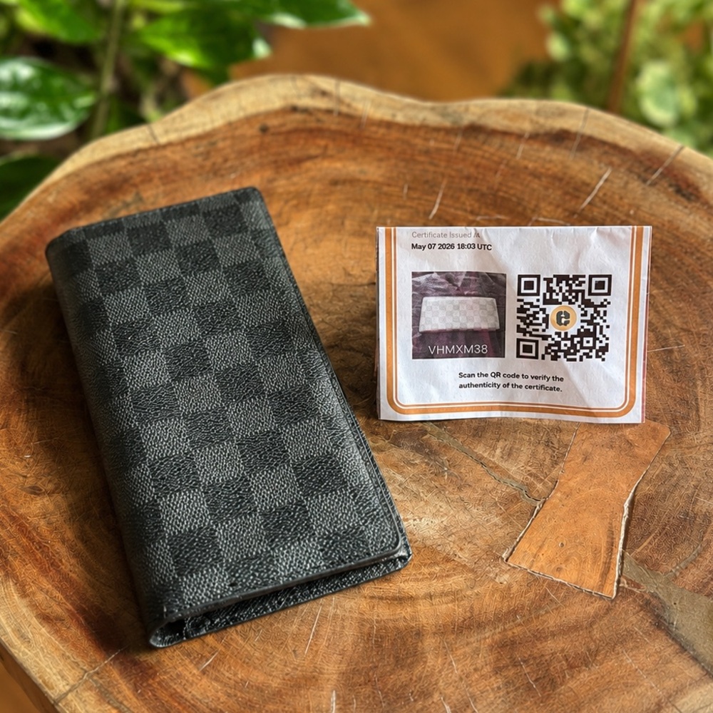 Louis Vuitton Damier Graphite Brazza Wallet Black LV Long Wallet Authenticated